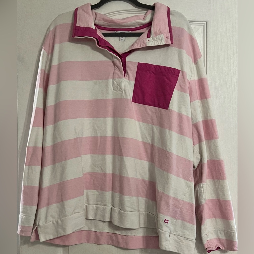 Crown & Ivy pink & white striped